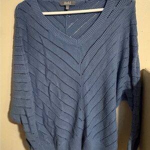 Arket Textured Blue V-Neck Sweater